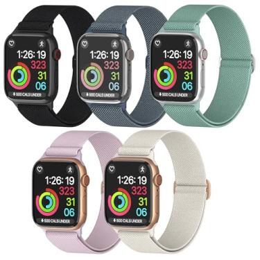Imagem de Pulseiras de nylon unissex para Apple Watch 1/2/3/4/5/6/7/8/9/SE/Ultra 2 para 38 mm/40 mm/41 mm/42 mm/44 mm/45 mm/49 mm - Embalagem variada 1-8 (pacote N - tamanho 41 mm)