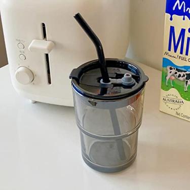 Imagem de Garrafa de água de vidro de 350/400 ml com tampa vintage portátil, café, bolha, chá, suco, leite, café da manhã, copos de gases para bebidas, presente