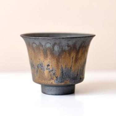 Imagem de Xícara de chá de lenha vintage feita à mão Kung Fu conjunto de xícara de chá de cerâmica áspera esmalte mestre copo de água única caneca de café de cerâmica