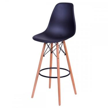 Imagem de BANQUETA DKR PP PRETA BASE MADEIRA