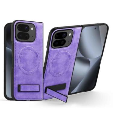 Imagem de LTLMYDAM Capa ultrafina para Google Pixel 10 Pro Fold, capa de negócios de couro ajustável à prova de impressão digital, capa de carregamento sem fio, roxa, 10 Pro Fold