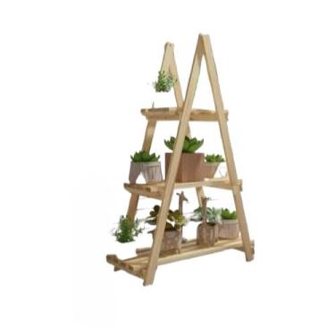 Imagem de Estante Para Plantas Em Formato De Escada De Pinus - Charme RúStico E VersáTil Para DecoraçãO(3)