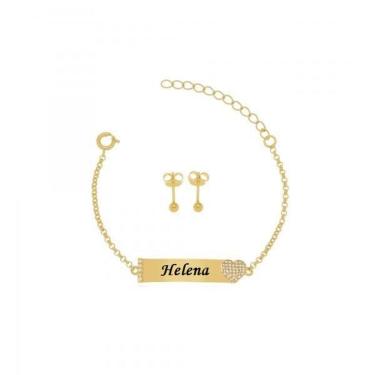 Imagem de Conjunto Infantil Chapinha Coração E Brinco Bolinha Banho