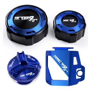 Imagem de Acessórios Tampas de tanque de fluido de freio dianteiro e traseiro, tampa de reservatório, tampa de enchimento compatível com Y&AMAHA Tracer9 Gt Tracer 9 Gt TRCAER9GT (quatro azuis)