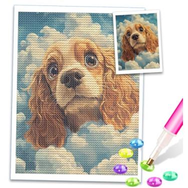 Imagem de Kits de pintura de diamante 5D para adultos, kits de arte de diamante Cocker Spaniel para iniciantes, faça você mesmo, kit de arte com pedras de diamante e bolinhas para decoração de casa 30 cm L x 40