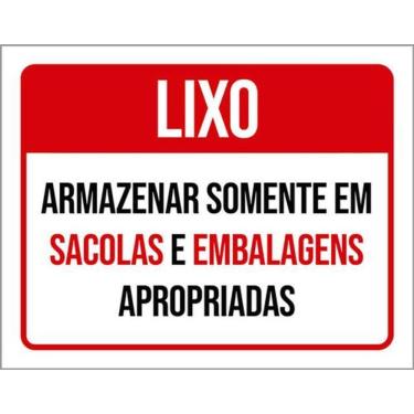 Imagem de Kit 3 Placas Lixo Armazenar Sacolas E Embalagens Apropriadas