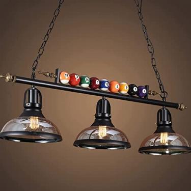 Imagem de Lustre pendente de bilhar com 3 luzes com cúpula de vidro Mesa de sinuca industrial Lâmpada suspensa Cluster Iluminação pendente Ilha de cozinha Mesa de bar de luz Quarto Retro Lanterna de t
