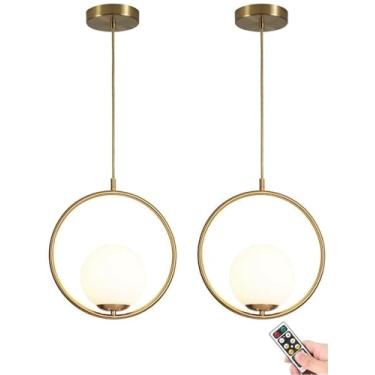 Imagem de Luminária pendente ajustável, recarregável, operada por bateria, globo programável, teto suspenso, lustre para cozinha, ilha, mesa de jantar, sala de estar, quarto