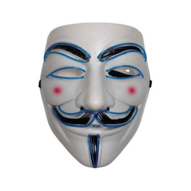Imagem de Máscara V de Vingança Anonymous com Luz de LED Azul - Extra Festas