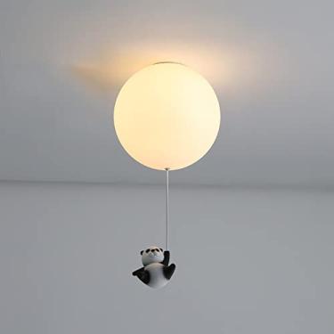 Imagem de Luminária de Teto Branca Abajur Vidro Quarto Infantil Balão Panda Meninos Meninas Quarto Iluminação Interior Lustre Decoração Escandinava Base G9 Luz Branca 6000 K ?20 cm