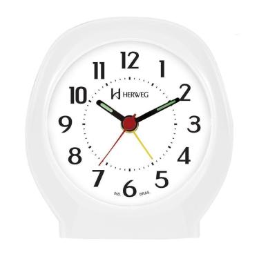 Imagem de Despertador Herweg Analógico Branco 2634-021 Garantia