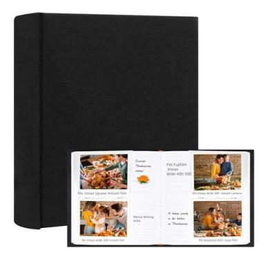 Imagem de Álbum de fotos de 120 bolsos com espaço de escrita compatível com câmeras Fujifilm Instax Wide 300 e Polaroid Now/Now/I-Type/OneStep+/600 Instant Film, Câmera Pop Lab de impressão instantânea (Preto)