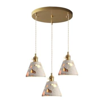 Imagem de Lustre de Terrazzo Branco Sala de Jantar Luminária Pendente Abajur de Terrazzo Luminária Pendente Vintage Nórdica para Cozinha Ilha Sala de Estar Quarto Cabeceira Corredor Luminária de Teto