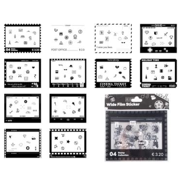 Imagem de HIYQIN 12 peças de adesivos de borda de foto compatíveis com Fujifilm Instax Wide Film, adesivos decorativos para câmera instantânea Instax Wide 400/300/210/EVO - Série Retrô