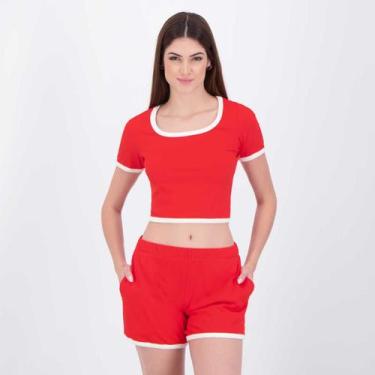 Imagem de Cropped Fila Rib Feminina Vermelho, G