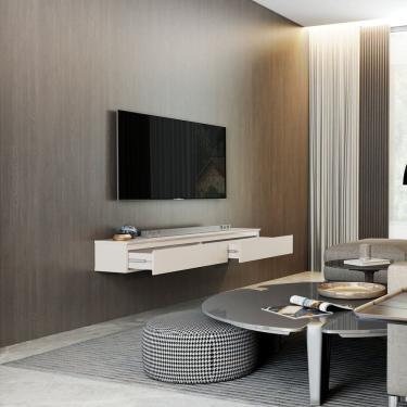 Imagem de Rack Suspenso para Tv 55 Polegadas 2 Gavetas Aspen 1.35 Off White