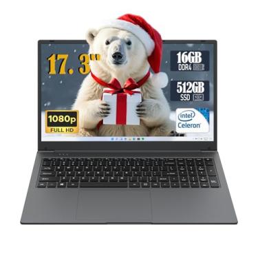 Imagem de IJKKJI Laptop – laptop, laptop de 17 polegadas, 16 GB DDR4 RAM 512 GB SSD, Celeron N5095, computadores com Win 11, tela 1920 x 1080, Tipo-C, HD para empresas e estudantes HDMI, USB 3.0, tipo C