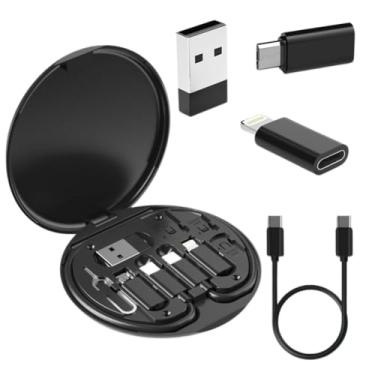 Imagem de Kit Adaptador Universal 6 em 1 com Cabo Type-C, Slots para SIM Card, Adaptadores Lightning, Micro USB e USB