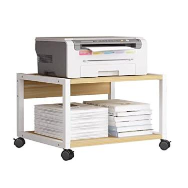 Imagem de FTOQWZXV Suporte de impressora sob a mesa, suporte de impressora móvel de escritório, mesa de impressora com 4 rodas e mecanismo de trava para mini prateleira de impressora 3D