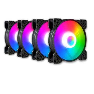 Imagem de Kit 4 Cooler Fan Snaker Shadow ARGB 120mm Silencioso Preto