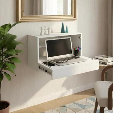 Imagem de Escrivaninha Suspensa Bancada Compacta com Gaveta Mesa para Notebook B