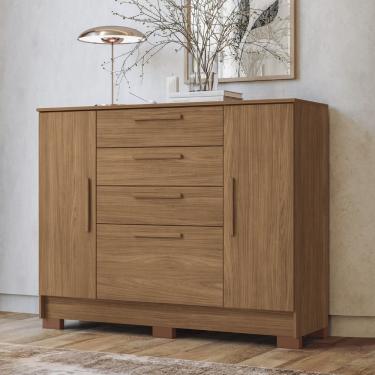 Imagem de Cômoda 4 Gavetas 2 Portas com Pés Pinhais 2.4 Santos Andirá - Jatobá