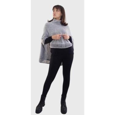 Imagem de Poncho com gola Cinza - Tomasini Tricot