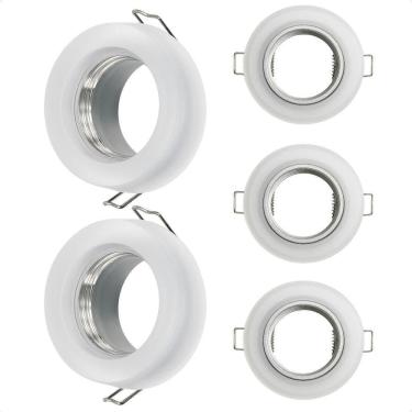 Imagem de Kit 5 Spot Taschibra Redondo Embutir Vidro Jateado Sp23 Mr16 Bivolt