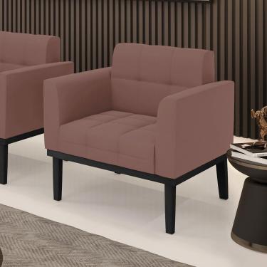 Imagem de Poltrona Decorativa Karen Pés Fixo em Madeira Preto Veludo Rose G19 - Gran Belo