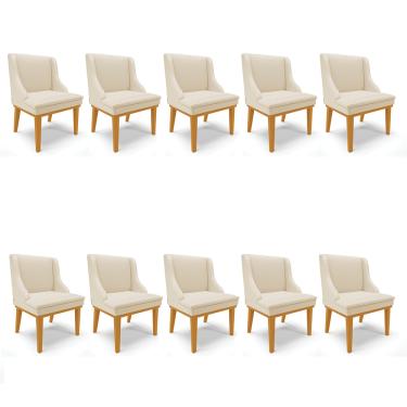 Imagem de Kit 10 Cadeiras de Jantar Liz Corino Base Fixa Madeira Castanho - D'Rossi