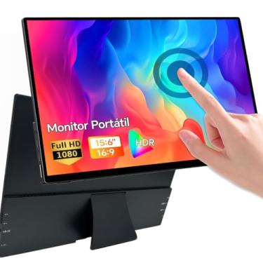 Imagem de Monitor portátil 15,6 polegadas 1080P FHD USB-C HDMI para Jogos, IPS Extensor De Tela para Notebook, compatível com MacBook, PlayStation, Xbox e Nintendo Switch （Preto）