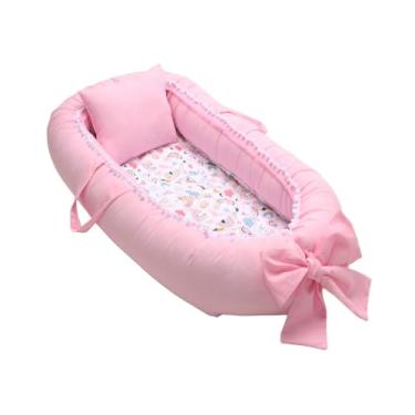 Imagem de Ninho Redutor de Berço com Laço Ajustável Alça e Travesseiro Para Bebê - Arco Íris