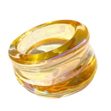 Imagem de XAM Anéis geométricos de resina chique – joia transparente neon para festa feminina e acessórios diários, 7, Metal, Sem pedra preciosa