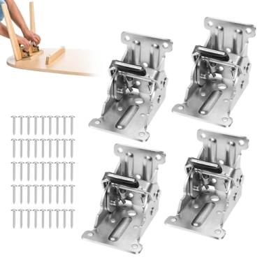 Imagem de Woyuosn Suportes de perna de mesa dobráveis, suportes dobráveis resistentes com dobradiças dobráveis de travamento automático de 90° para suporte de móveis (4 peças)