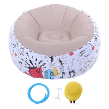 Imagem de Atyhao Sofá Inflável Flocado, Suporte Ergonômico Estilo Doodle Material Robusto para Sala de Estar, Quarto, Canto de Leitura ou Local para Assistir Filmes