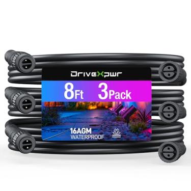 Imagem de Cabo de extensão à prova d'água de 2,5 m (pacote com 3) para luzes Philips Hue Outdoor 24 V – Compatível com Lily Spot, Calla Pathway, Pedestal Impress e luz de parede, Amarant – conector macho para