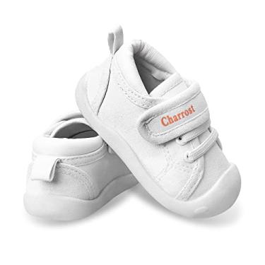 Imagem de Sapatos de caminhada para bebês, crianças, meninas, meninos, sola macia, respirável, de lona de algodão, leve, antiderrapante, seguro, sem cadarço, tênis casual, largo, sola de borracha, corrida ao ar