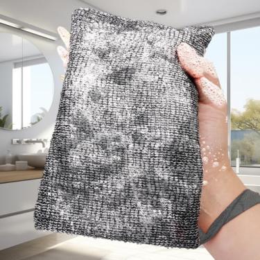 Imagem de 2 peças saco de sabão esfoliante em barra bolsa de sabão e sacos de poupança de sabão para chuveiro, sacos de esponja de banho viagem com malha de secagem rápida, 19 * 12,5 cm (cinza)