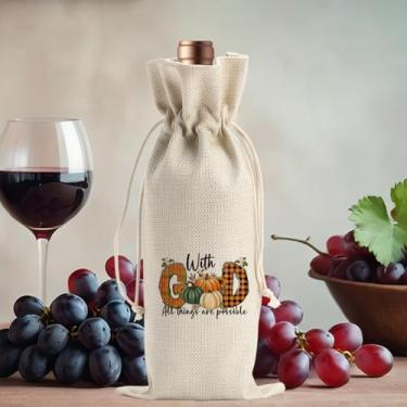 Imagem de Presentes de abóbora xadrez de outono para amigos, colegas, família, mulheres, homens, presentes para festas engraçadas de vinho