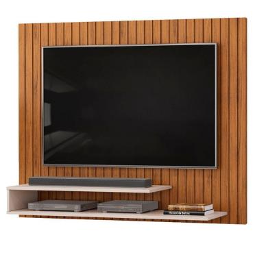 Imagem de Painel Para Tv Até 55 Polegadas Detalhe Frisado Com Prateleiras Hope Madeirado/off White Madeirado/off White