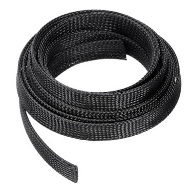 Imagem de Manga trançada expansível de 3,5 m - 9,5 cm, protetor de fio de gerenciamento de cabos de PET, tubo de tear para TV, computador, áudio, escritório, casa, preto