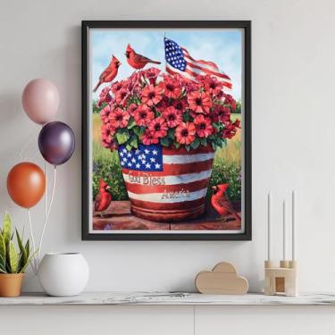 Imagem de Kits de arte de diamante 5D para adultos - kits de pintura de diamante de flores faça você mesmo, broca redonda completa - artesanato de ponto cruz bordado de cristal para decoração de parede