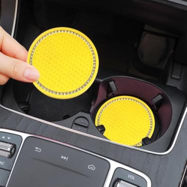 Imagem de Pacote de 2 porta-copos de silicone, design simples de padrão de grade de favo de mel com borda de strass, antiderrapante, resistente a altas temperaturas, adequado para acampamento ao ar livre e