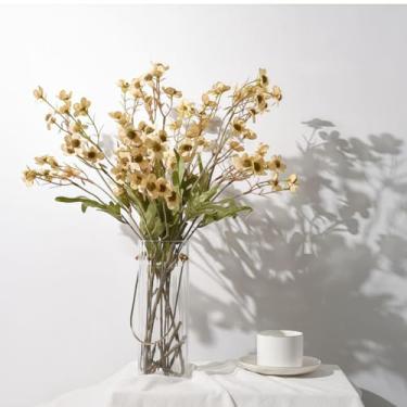 Imagem de 1 peça vintage de flores brancas de pêssego falso, peça central de mesa realista para decoração de sala de estar e cozinha, detalhes rústicos de primavera para casa, champanhe