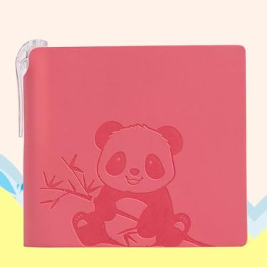 Imagem de Mini agenda portátil de bolso, caderno de capa dura com 200 páginas, 10 x 10 cm, para suprimentos de viagem de escritório, caderno de composição pautada com capa de poliuretano panda com caneta