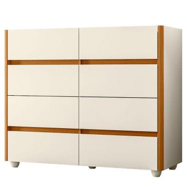 Imagem de Cômoda Aparador 8 Gavetas Com Tampo Estilo Bandeja Eternity Off White/cinamomo