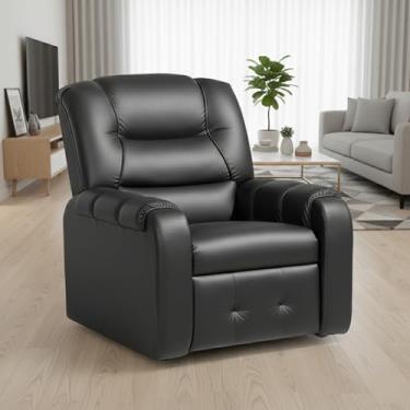 Imagem de Poltrona Do Papai Reclinável Moderna e Confortável Corino Preto Espuma D26 - Estofados Helena