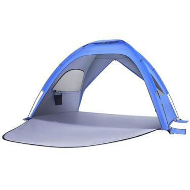 Imagem de HEMOTON De Praia Com Porta Dupla 659C Abrigo Solar Para 4 A 5 Pessoas Com Proteção UV Fpu 50+ Barraca De Praia Portátil Azul Marinho