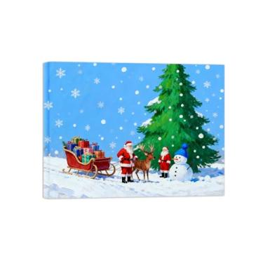Imagem de Natal Quadro em tela-Boneco neve presente inverno-Imagem moderna decoração casa-Pôster impressões prontos para pendurar 60x80cm24x31in Tela Embrulhada