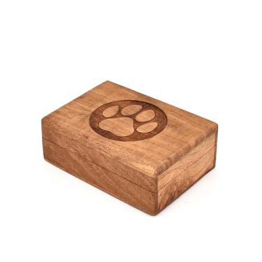 Imagem de BHAVATU Urna de gato Urna preta rústica para cinzas de gato – Caixa de madeira de acácia gravada com selo magnético para lembranças comemorativas (17,8 cm x 12,7 cm x 6,3 cm)